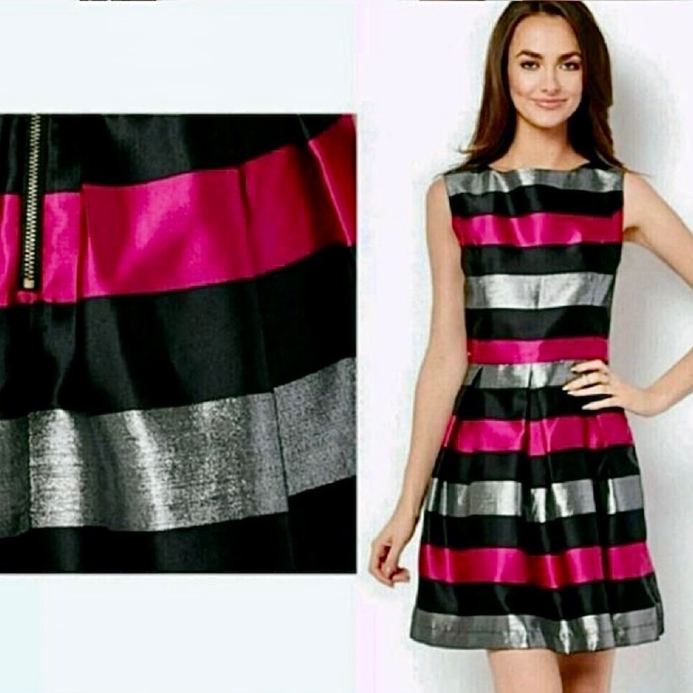Charming Charlie RSVP Metallic Striped Party Dress